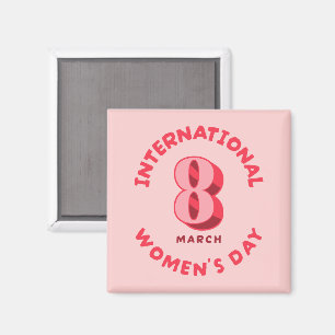 Aimant Journée internationale de la femme rose 8 mars