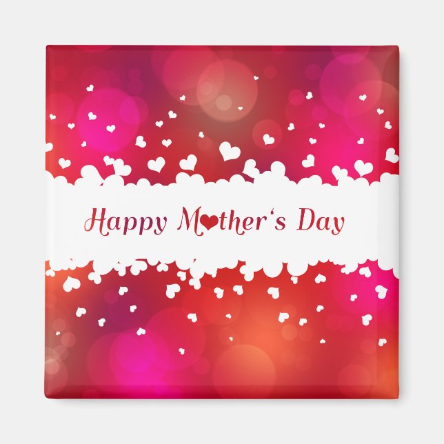 Aimant Jovely Happy Mother's Day Hearts (Devant)