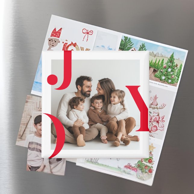 Aimant JOY Christmas Photo | Vacances personnalisées (Créateur téléchargé)