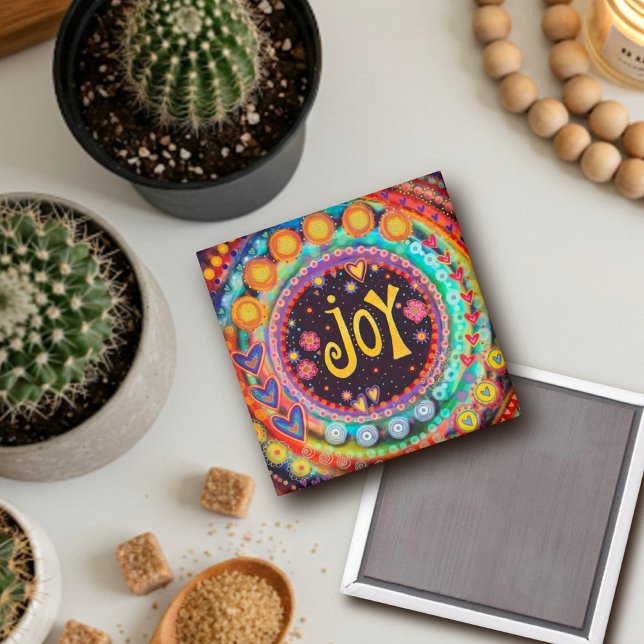 Aimant Joy Joy Joy Colorful Coeurs amusants Inspirivity (Créateur téléchargé)