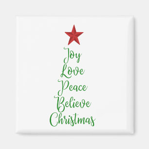 Aimant Joy Love Paix Croyez l'arbre de Noël avec le rouge