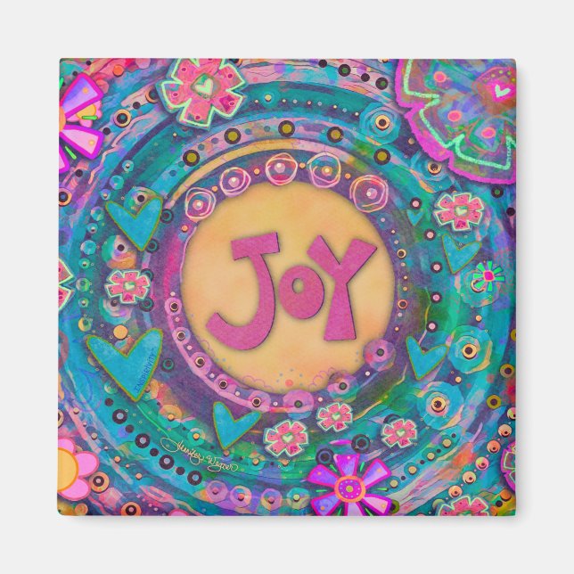 Aimant Joy Pretty Floral Pastel Coeurs Inspirationnels (Devant)