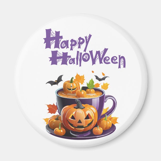 Aimant Joyeuse Coupe Jack-O-Lantern d'Halloween (Devant)