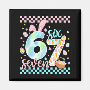 Aimant Joyeuse fête de Pâques drôle 67 six sept lapin oeu