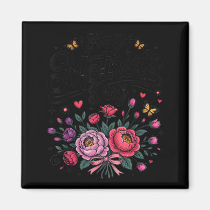 Aimant Joyeuse fête des mères 2026 bouquet floral vintage