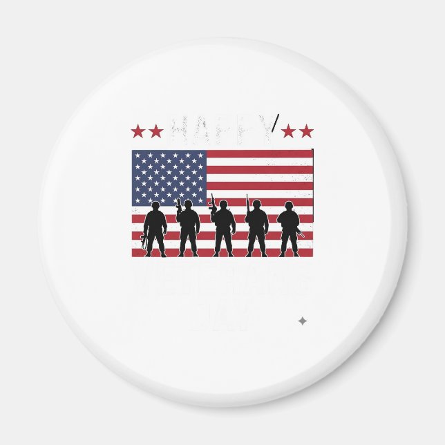 Aimant Joyeuse fête des vétérans Drapeau Silhouette Vecto (Devant)