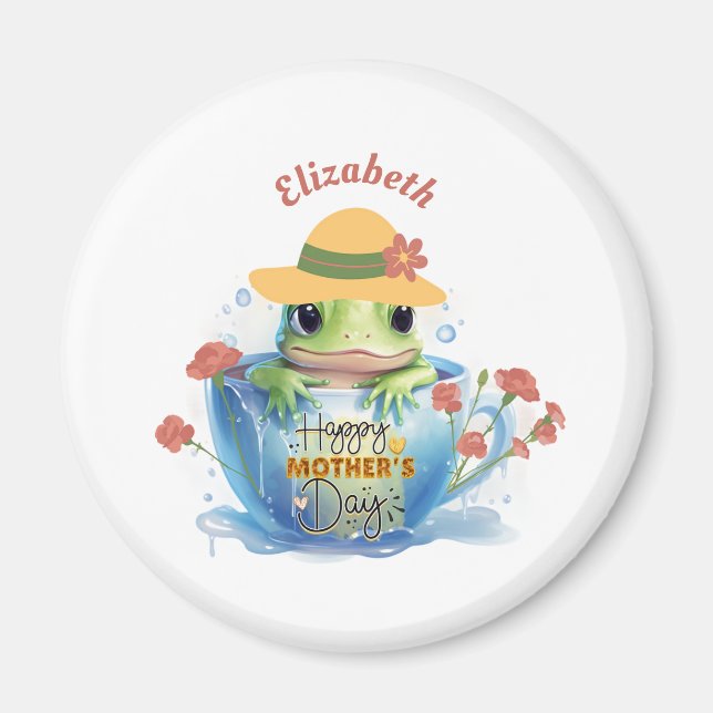 Aimant Joyeuse grenouille et Casquette de la Fête des Mèr (Devant)