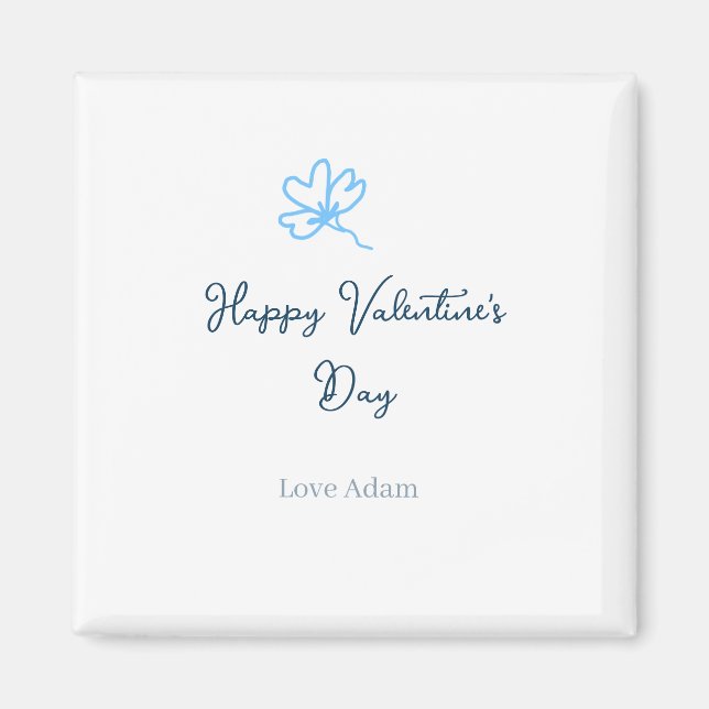 Aimant Joyeuse Saint-Valentin bleue fleur nom rustique am (Devant)