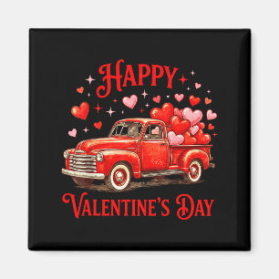 Aimant Joyeuse Saint-Valentin camion rouge classique cœur
