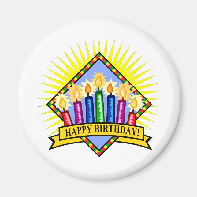 Aimant Joyeuses bougies d'anniversaire (Devant)