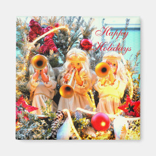 Aimant joyeuses fêtes anges trompant