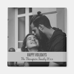 Aimant Joyeuses Fêtes élégant souvenir noir et blanc
