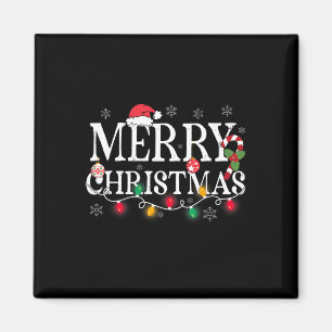 Aimant Joyeuses lumières de Noël Santa Hat Noël Famille H
