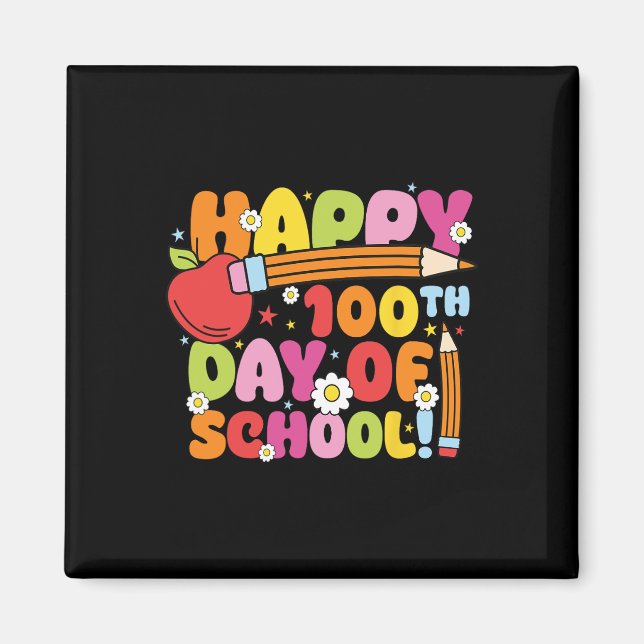 Aimant Joyeux 100ème Jour De L'École Enseignant Enfants 1 (Devant)