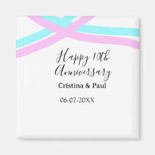 Aimant Joyeux 10ème anniversaire de mariage simple nom mi