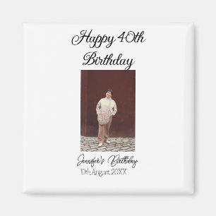 Aimant Joyeux 40e anniversaire photo moderne simple