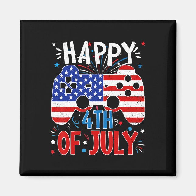 Aimant Joyeux 4 juillet de jeux patriotique drapeau améri (Devant)