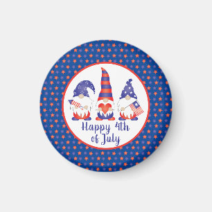 Aimant Joyeux 4 juillet Gnomes Rouge Blanc Bleu