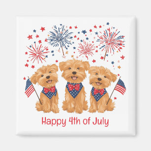 Aimant Joyeux 4 juillet Yorkie Chiens