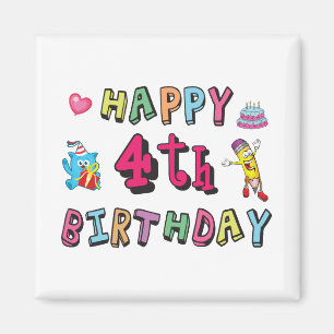 Aimant Joyeux 4ème anniversaire. 4 ans jour d'anniversair