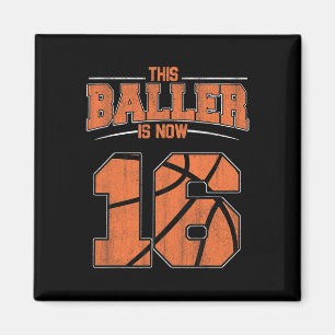 Aimant Joyeux anniversaire 16 ans garçons de basket-ball 