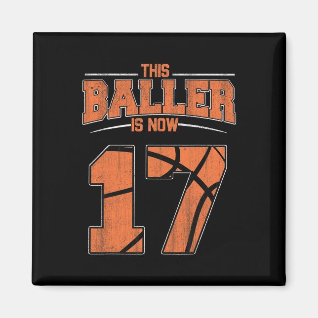 Aimant Joyeux Anniversaire 17 Ans Basketball Garçons Seve (Devant)