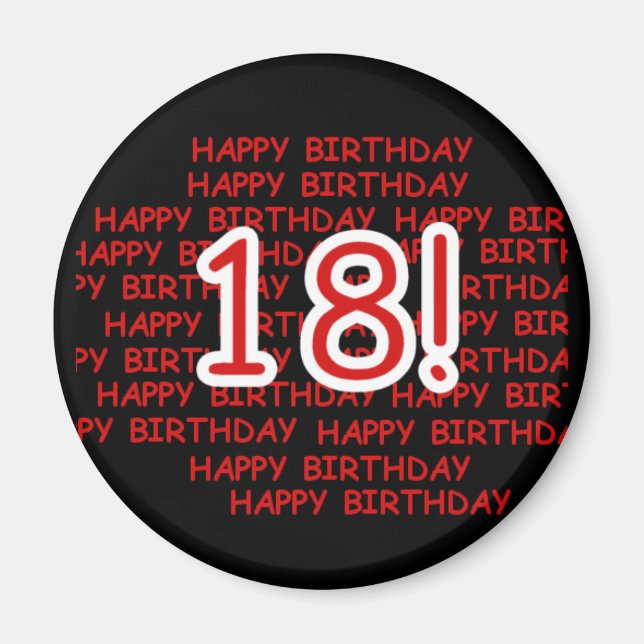 Aimant Joyeux anniversaire 18 (Devant)