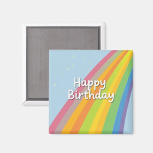Aimant Joyeux Anniversaire Arc-en-Ciel Clair & Coloré