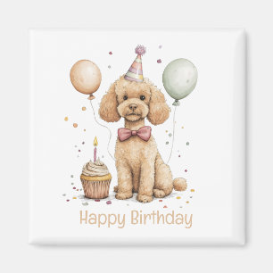 Aimant Joyeux Anniversaire Chien Caniche Standard