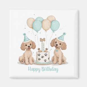 Aimant Joyeux Anniversaire Chiens Caniches Standard