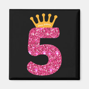Aimant Joyeux anniversaire, Filles 5e fête 5 ans Annivers