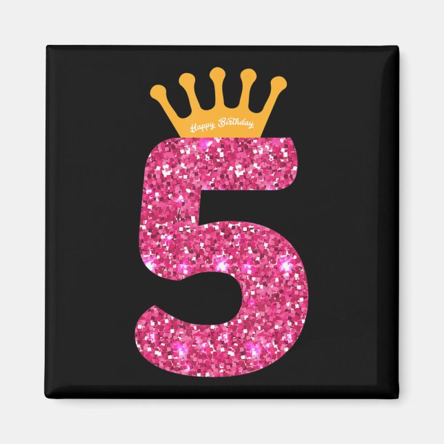 Aimant Joyeux anniversaire, Filles 5e fête 5 ans Annivers (Devant)