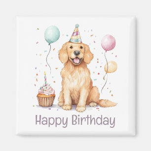 Aimant Joyeux Anniversaire Golden Retriever Chien