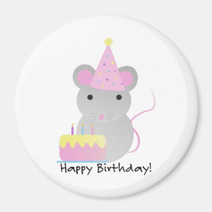 Aimant Joyeux Anniversaire mignonne Souris de fête