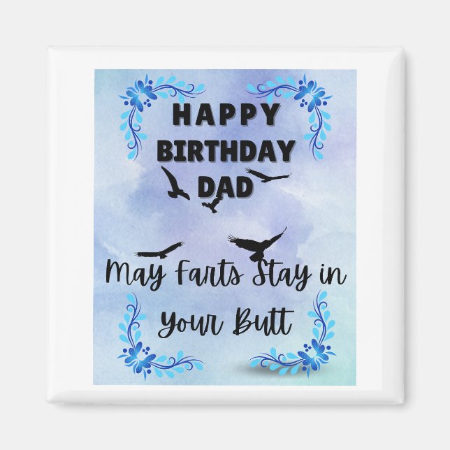 Aimant Joyeux anniversaire Papa Farts (Devant)