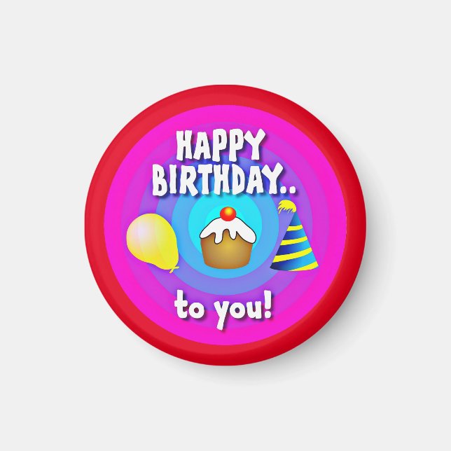 Aimant Joyeux Anniversaire Pour Vous Cercle Design-47555 (Devant)