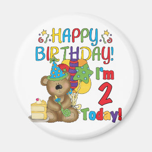 Aimant Joyeux anniversaire Teddy Bear 2e anniversaire