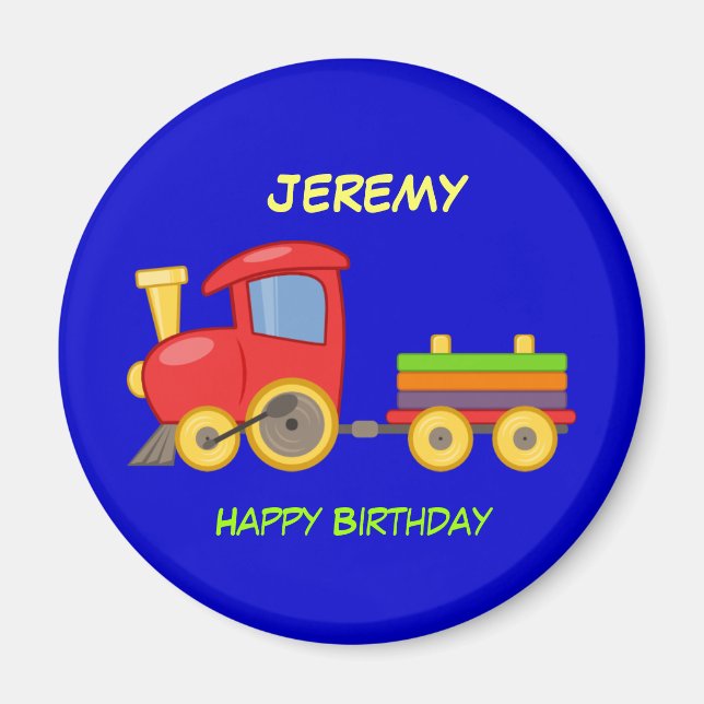 Aimant Joyeux Anniversaire, Train Jouet, modèle (Devant)