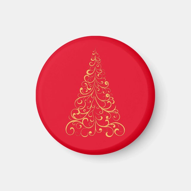 Aimant Joyeux arbre de Noël - rouge (Devant)