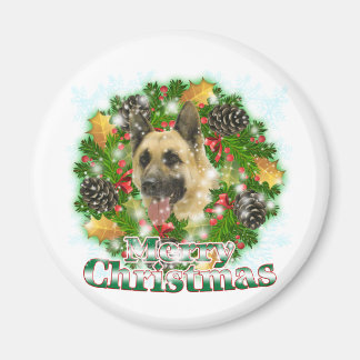 Aimant Joyeux berger allemand de Noël