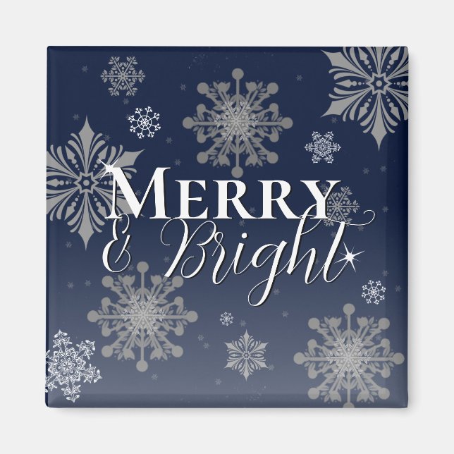 Aimant Joyeux bleu et flèches de neige brillantes Noël (Devant)