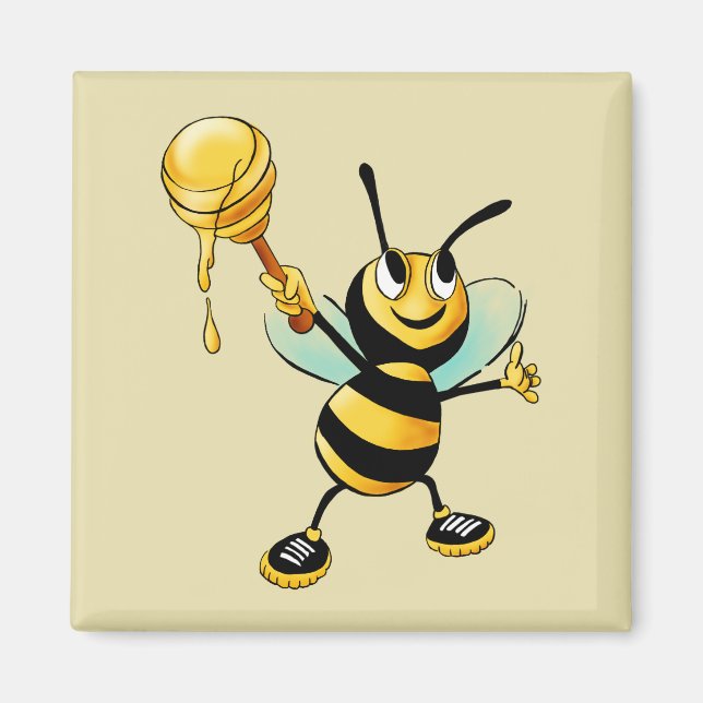 Aimant Joyeux Bumble Bee avec un Scoop de miel (Devant)