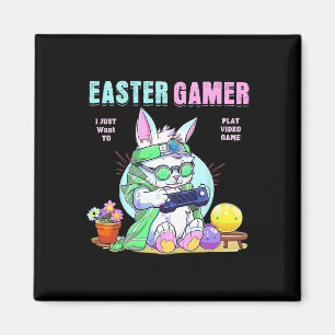 Aimant Joyeux Bunny de Pâques Funny Joueur Vidéo Garçons