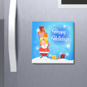 Aimant Joyeux cadeau de vacances avec Père Noël Noël