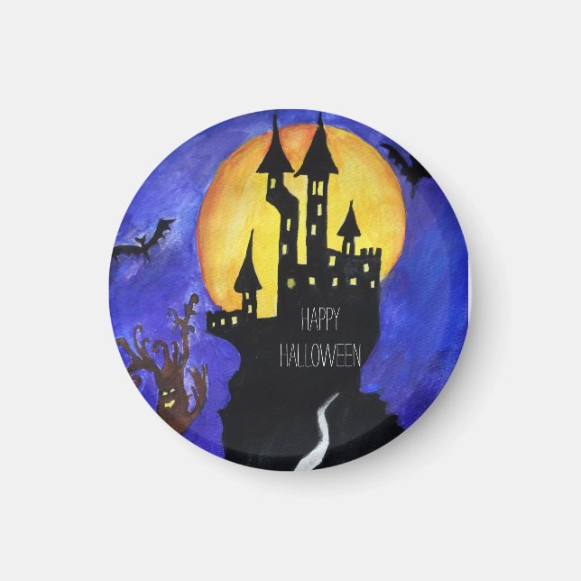 Aimant Joyeux Château d'Halloween Petit, 3,2 Cm Arrondi M (Devant)