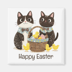 Aimant Joyeux Chats de Pâques Panier de Pâques Bébés Pous