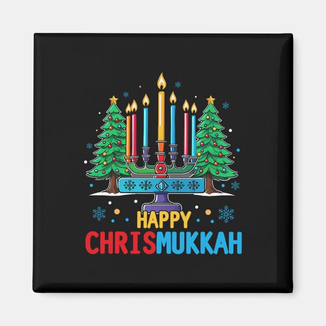 Aimant Joyeux Chrismukkah Joyeux Noël Hanoukka 3 (Devant)