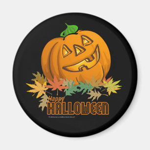 Aimant Joyeux Citrouille d'Halloween en noir