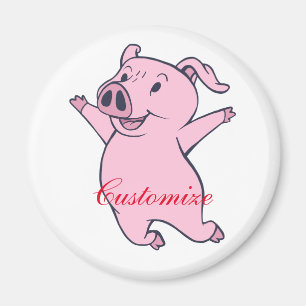 Aimant Joyeux cochon rose sautillant Thunder_Cove