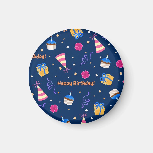 Aimant Joyeux design de célébration d'anniversaire (Devant)